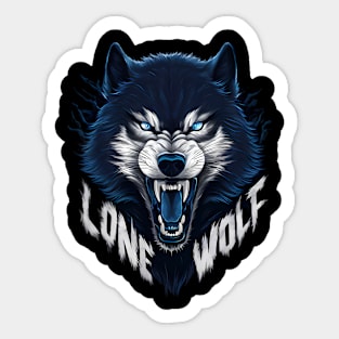 Lone Wolf Wild Wolf Head Blue Sticker